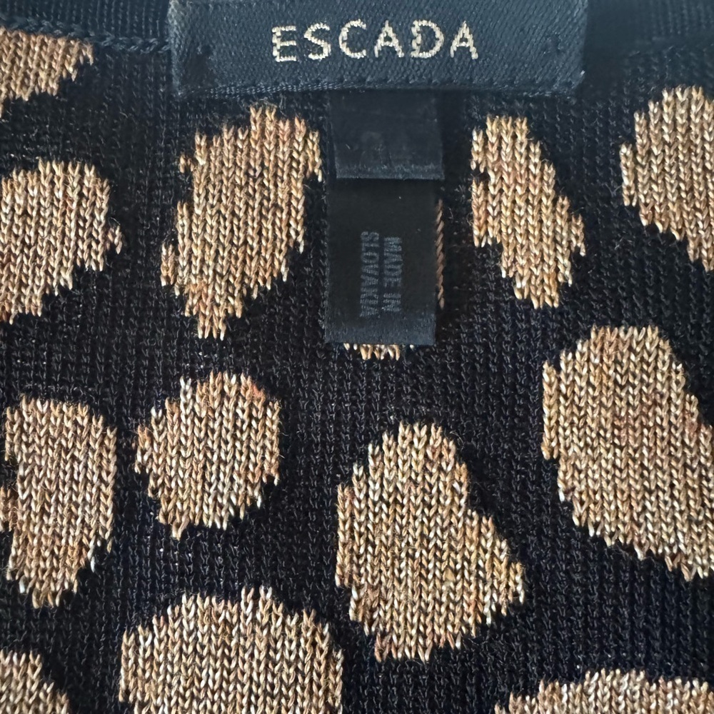 Vintage Escada Leopard Twin Set | Amber Rhinestone Sparkle Shell + Cardigan - Picture 11 of 14